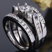 Chen Rui chúc thương mại điện tử xuyên biên giới bùng nổ ba bộ nhẫn đôi châu Âu và châu Mỹ kết hợp đồ trang sức cưới đính hôn phổ biến Nhẫn