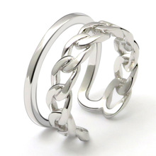 Phiên bản Hàn Quốc của trang sức thời trang gốc Chuỗi sáng tạo hai lớp mở nhẫn nữ ngón trỏ nhẫn trắng đồng bạc trang sức Nhẫn