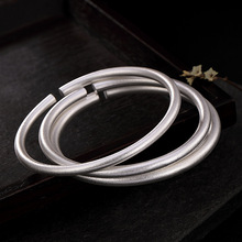 Elk bạc S999 di sản bạc nguyên chất cổ pháp nhân cách đơn giản rắn mở retro phụ nữ sterling bạc vòng đeo tay Vòng tay