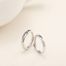 Thiết kế ban đầu s925 trang sức bạc sterling phiên bản Hàn Quốc lãng mạn đan xen tình yêu đôi nhẫn mở bán buôn Nhẫn