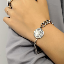 溙 S925 vòng tay bạc nữ phiên bản Hàn Quốc của Nữ hoàng avatar đồng xu retro trang sức thủ công trang sức bạc Thái Lan Vòng tay
