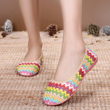 Mùa xuân và mùa hè mới cũ giày vải Bắc Kinh thoáng khí giày dệt phẳng giày nữ giày chống trượt giày nữ mang giày cầu vồng giày nữ Giày nữ