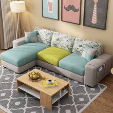 Sofa vải đơn giản hiện đại căn hộ nhỏ kết hợp có thể giặt góc cho thuê phòng ba người nội thất phòng khách Sofa vải