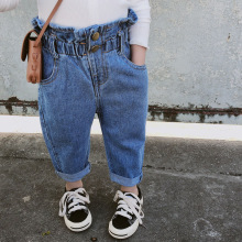 Quần jeans bé gái 2019 mới xuân hè cho bé quần 9 quần Hàn Quốc phiên bản quần bé 3 tuổi thủy triều C9070 Quần jean