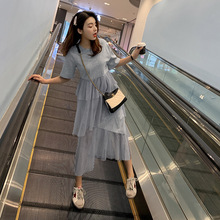 Mùa hè 2019 phiên bản mới của Hàn Quốc khoe vòng cổ mỏng mảnh không đều lưới váy dài nữ F5843 Đầm