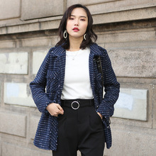 Mùa xuân 2019 mới nhỏ nước hoa gió tweed ve áo khoác lông Hàn Quốc phù hợp với phụ nữ một thế hệ Áo khoác len nữ