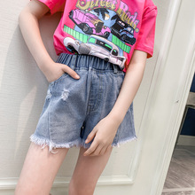Quần short bé gái 2019 quần jean trẻ em mùa hè mới mặc quần bé gái nước ngoài mùa hè Quần bé gái hoang dã Quần trẻ em