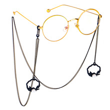 Kính dây treo cổ thời trang đơn giản màu đen ngọc trai giỏ hoa mặt dây chuyền kính mát với chuỗi kính Phụ kiện kính