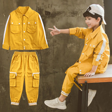 Bộ đồ bé trai thể thao 2019 áo khoác bé trai ngắn tay dài hai dây quần phù hợp với mùa xuân hè trẻ em một thế hệ Áo trẻ em