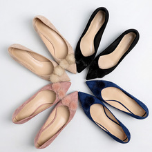 Fu 2019 mùa xuân mới giày nữ bóng tóc đơn nữ dày chỉ với gót ngắn với giày cao gót da lộn Giày cao gót