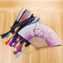 Fan hâm mộ nữ nóng bỏng lụa phong cách Trung Quốc Quạt gấp hoa anh đào Nhật Bản Quạt bướm gấp hai quạt rõ ràng Phong cách truyền thống
