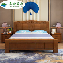 Trung Quốc gỗ đôi giường đôi hộp cao lưu trữ hiện đại Trung Quốc giường cưới 1,5 mét 1,8 mét phòng ngủ chính cao cấp giường gỗ cao su Giường gỗ