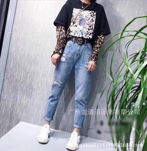 Xuân-Hè 2019 mới Yang Mi với phiên bản Hàn Quốc của quần jeans ống rộng nữ hoang dã. Quần jean nữ