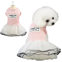 Pet quần áo thú cưng quần áo chó quần áo thú cưng thú cưng cung cấp mùa xuân và mùa hè mới 19 phiên bản Hàn Quốc của váy sọc Trang phục chó