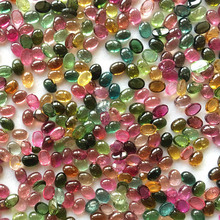 Mặt vòng tourmaline tự nhiên mặt trứng hình bầu dục nhiều màu sáng bầu không khí thời trang nhà sản xuất Caibao nguồn nhà sản xuất bán buôn Nhẫn