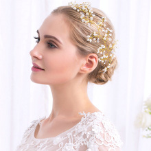 Váy cưới cô dâu tóc vàng handmade ngọc trai rhinestone phụ kiện tóc Hàn Quốc nhà sản xuất băng tóc Băng tóc