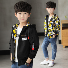 Quần áo bé trai xuân hè 2019 cho bé lớn mới phiên bản Hàn Quốc hai bên mặc áo khoác thủy triều 8-13 tuổi Áo khoác