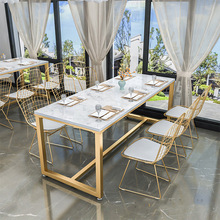 Đơn giản hiện đại ánh sáng đá cẩm thạch sang trọng bàn ăn nhà hàng Bắc Âu khách sạn bàn ăn sắt rèn và ghế kết hợp bàn ăn căn hộ nhỏ Bàn ăn