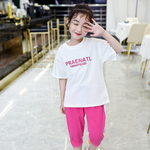 Bộ đồ bé gái mùa hè 2019 mới cho bé gái diện áo thun thể thao ngắn tay phiên bản Hàn Quốc của bé trai lớn ngoại quốc hai dây Bộ đồ trẻ em
