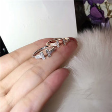 Nhẫn bằng bạc 925 đôi T mở nhẫn t nhà t chữ nhẫn mạ vàng hồng 18k trang sức kim cương bán buôn Nhẫn