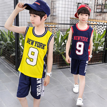 Quần áo trẻ em lớn cho bé trai mùa hè ngắn tay nhanh khô quần áo bóng rổ quần áo thể thao quần áo trẻ em không tay áo vest Bộ đồ trẻ em