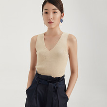 Mùa hè 2019 phiên bản mới của Hàn Quốc cao cấp của thương hiệu thiết kế áo len cổ chữ V không tay bó sát Áo len nữ