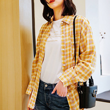 Áo sơ mi nữ mùa xuân mới 2019 phiên bản Hàn Quốc mới của áo sơ mi phong cách đại học kẻ sọc giản dị dài tay kẻ sọc Áo len nữ