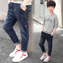 Quần áo trẻ em quần jeans xuân 2019 Quần trẻ em Hàn Quốc mới trong quần lớn cho bé co giãn màu rắn mùa xuân và mùa thu Quần jean