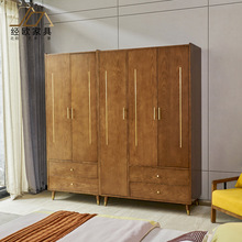 Tủ quần áo châu Âu gỗ lắp ráp tủ quần áo Tủ quần áo gỗ Bắc Âu tổng thể tủ quần áo bằng gỗ đơn giản Tủ quần áo
