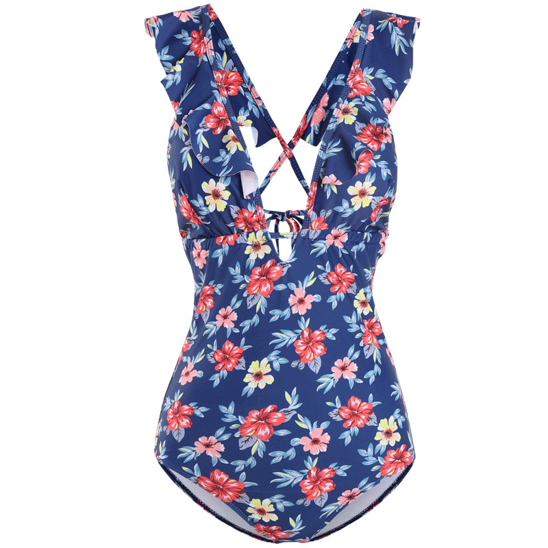  retro floral sexy backless one-piece swimsuit  NSHL3941