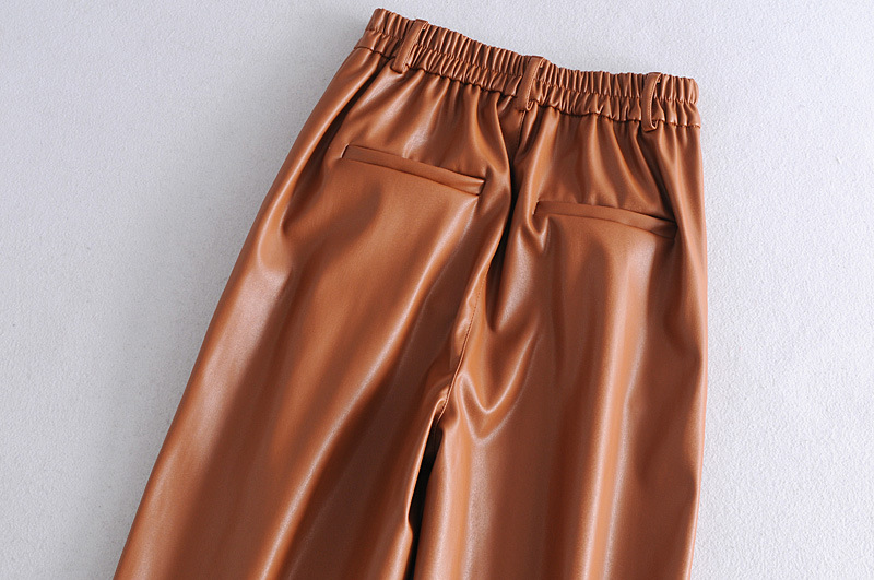 Solid Color High-Waist Pu Leather Pants NSXFL101416