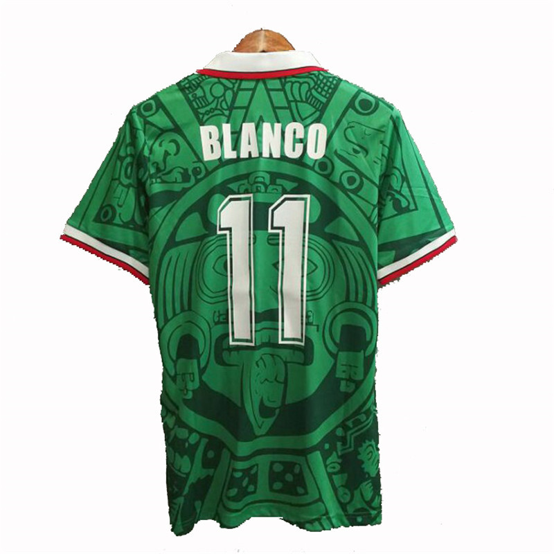 1998年世界杯墨西哥复古老款球衣11号布兰科主客场旧款足球服