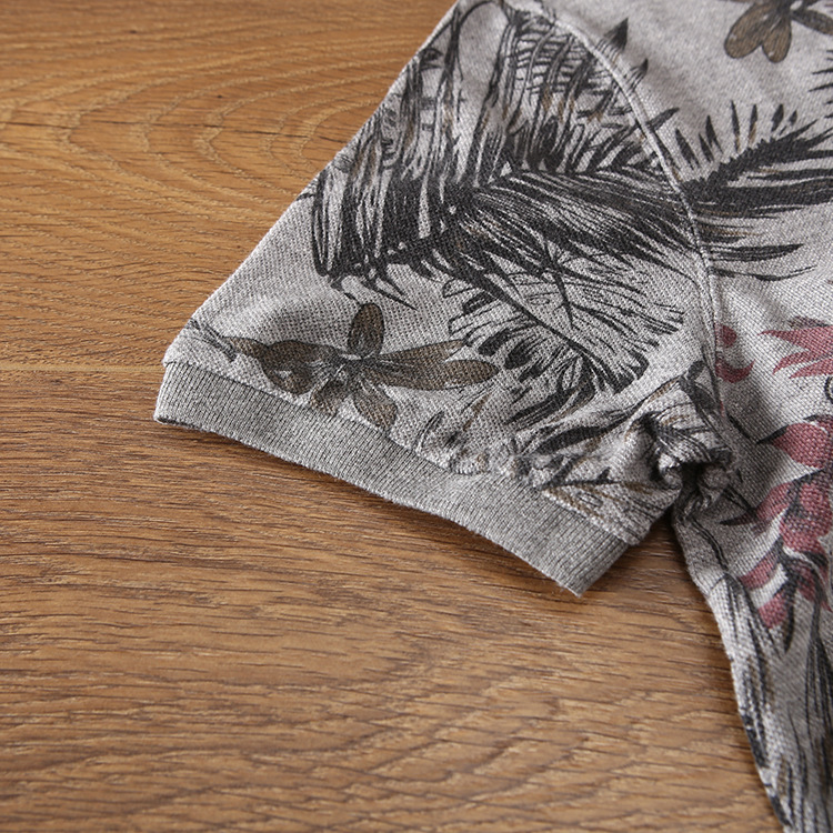 Spring and summer new American retro foreign trade original single-washed flower shirt short-sleeved collared men's T-shirt polo shirt V230 9