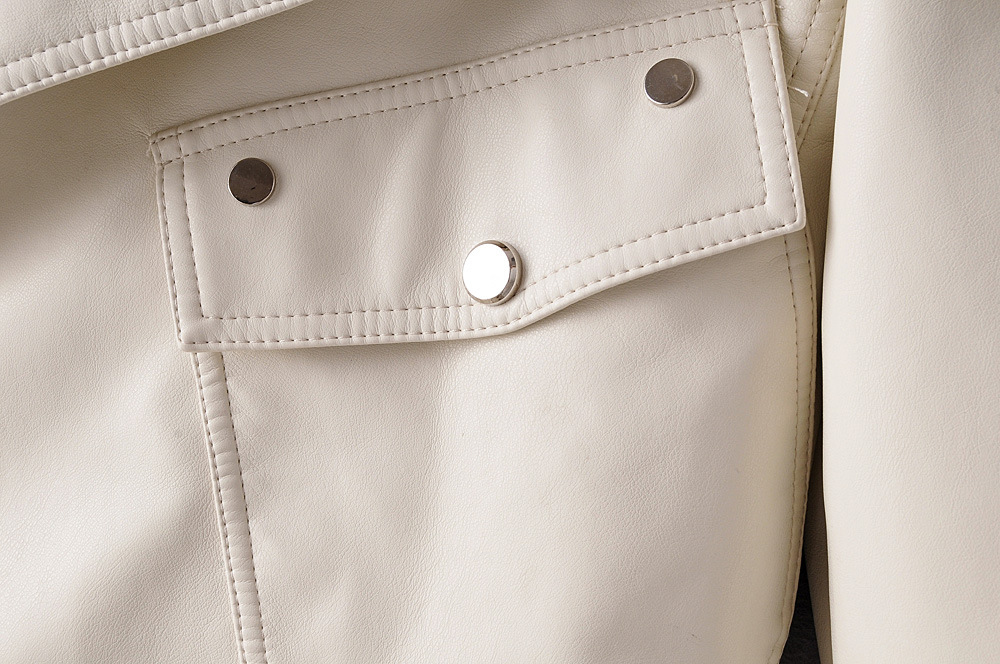 Solid Color Lapel Pu Leather Jacket NSBRF101295