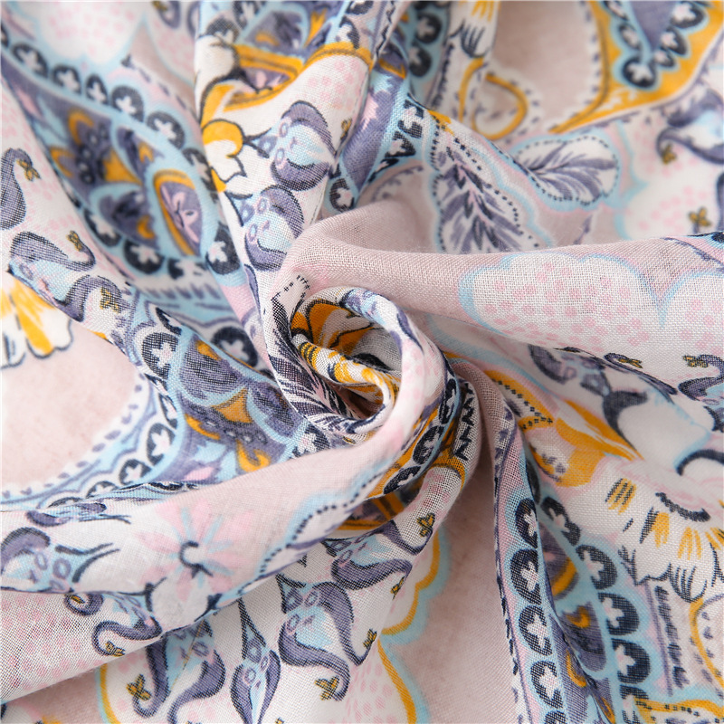 new fashion pink and purple cashew print gauze export thin cotton and linen scarf sunscreen shawlpicture6