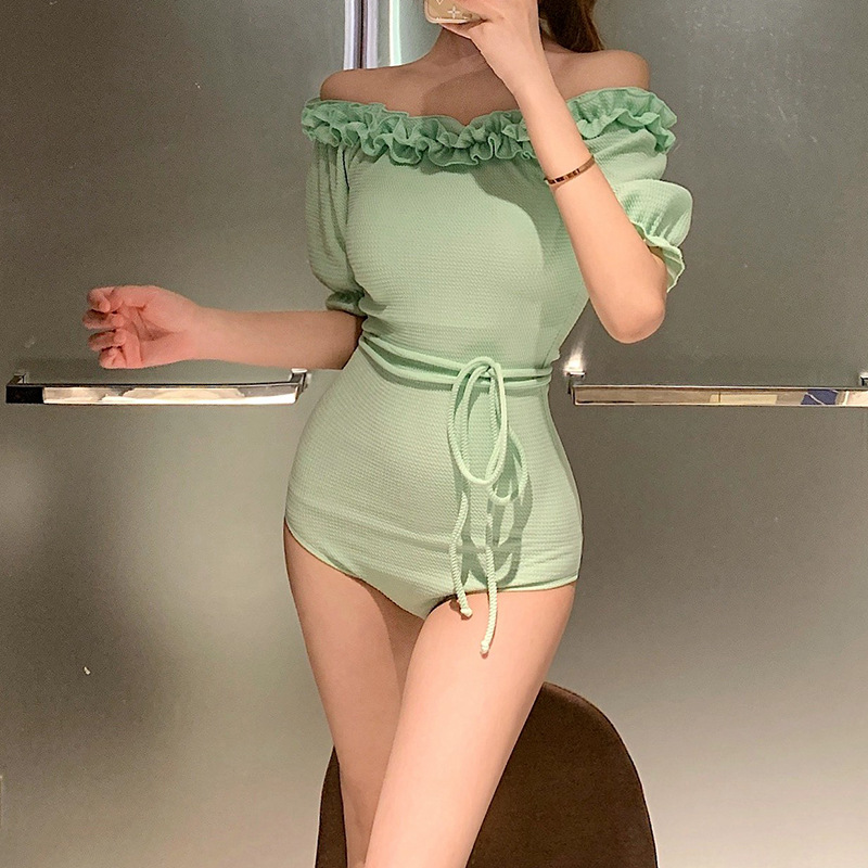  fashion short-sleeved one-piece neck pure and sexy one-piece swimsuit  NSHL3970