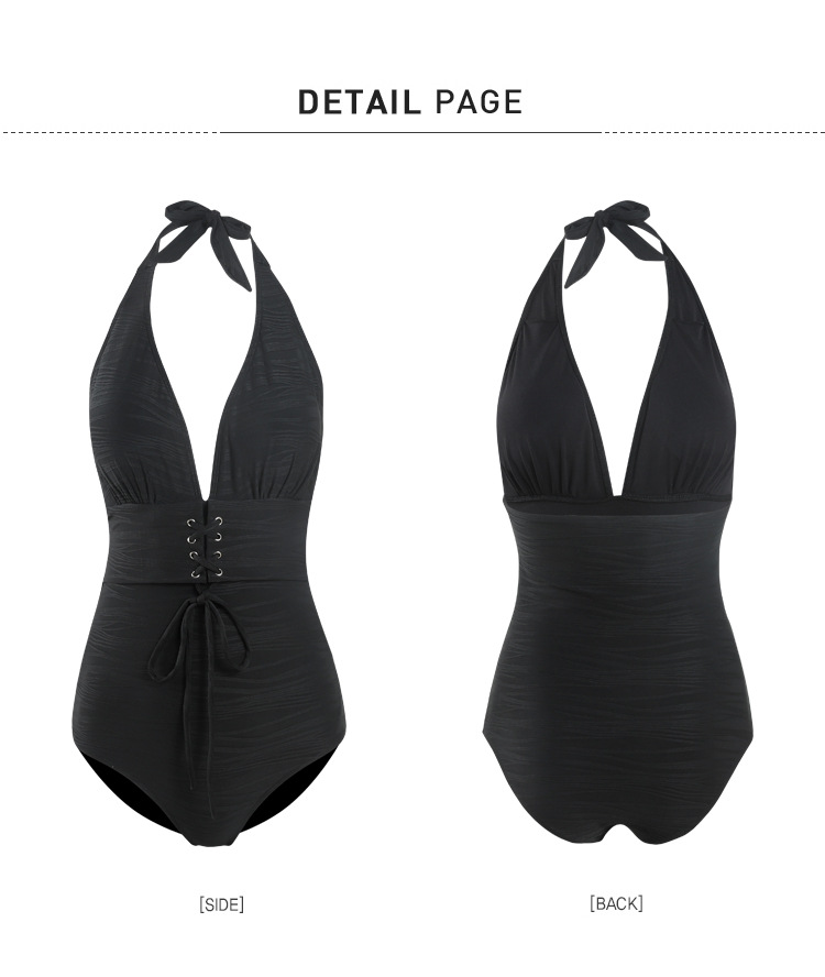  slim black backless sexy one-piece swimsuit  NSHL4313