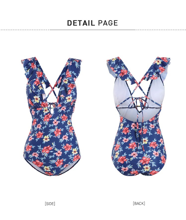  retro floral sexy backless one-piece swimsuit  NSHL3941