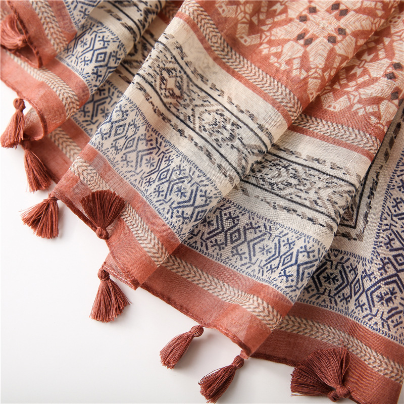 new bohemian cotton and linen sunscreen shawl beach towel geometric silk scarf for womenpicture10