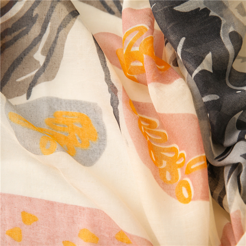 Korean cotton and linen scarf women plain bougainvillea spring thin silk shawl beach towelpicture7