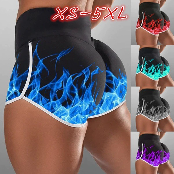 NADANBAO Summer High Waist Shorts Women Casual Streetwear Flame 3D Print Legging Push-up Shorts For Fitness Patchwork Tights 5XL trendy clothes
