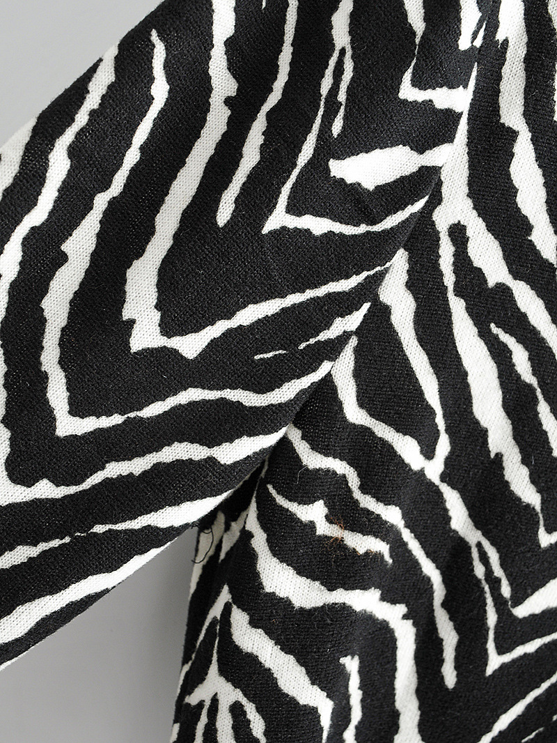 Zebra Print V-Neck Slim Cardigan NSBRF110933