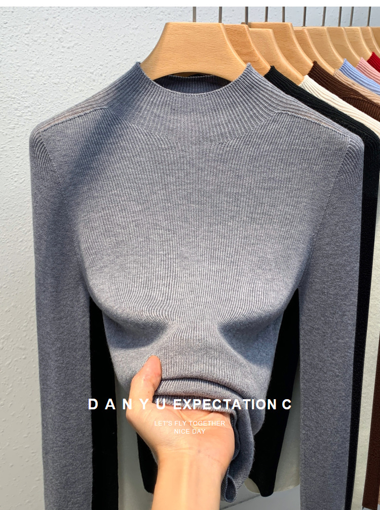 Cashmere knitting Undershirt female 2023 The new Women's wear Half high collar Condom sweater keep warm Inner lap Close your waist tops