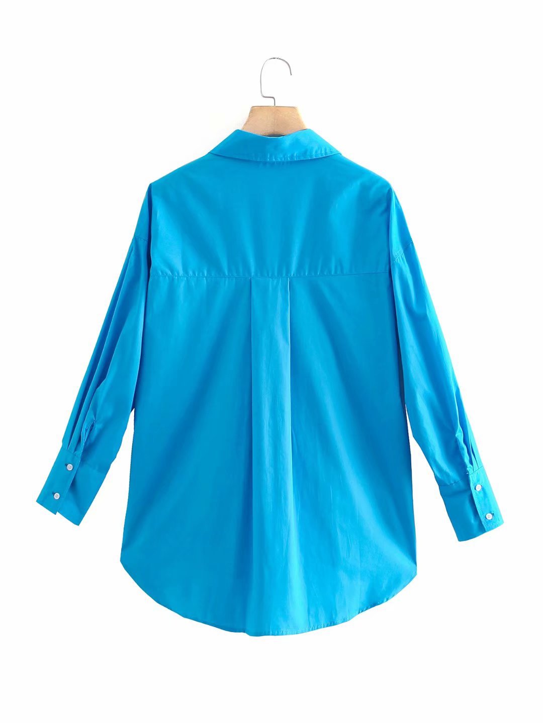 Solid Color Long-Sleeved Poplin Shirt NSLQS101307