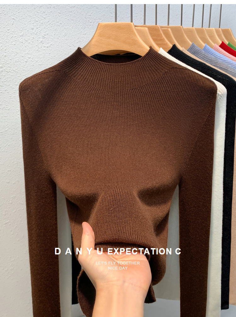 Cashmere knitting Undershirt female 2023 The new Women's wear Half high collar Condom sweater keep warm Inner lap Close your waist tops