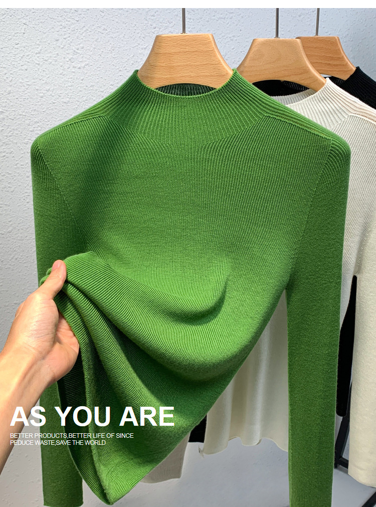 Cashmere knitting Undershirt female 2023 The new Women's wear Half high collar Condom sweater keep warm Inner lap Close your waist tops