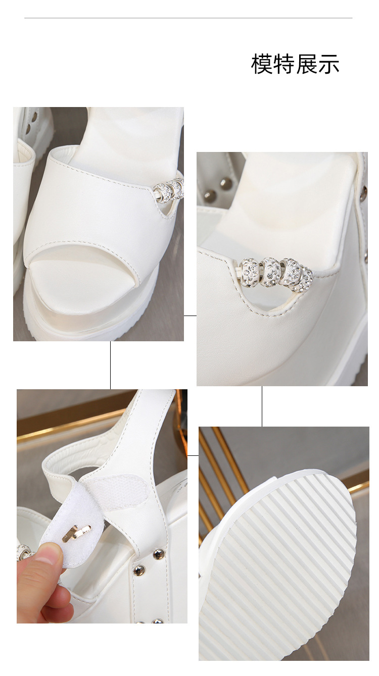 2020 spring The new Fish mouth waterproof Internal elevation Muffin Thick bottom Slope heel Sandals 15 a centimeter Hentian Gao