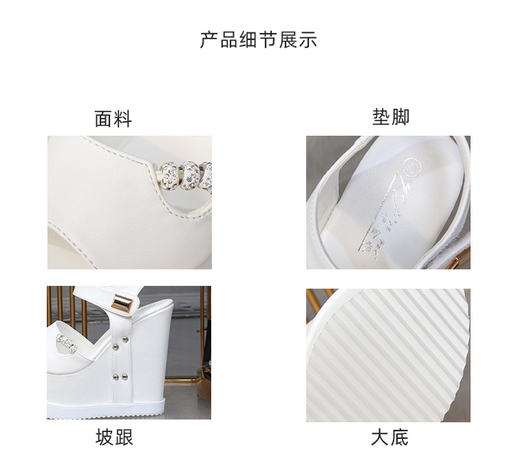 2020 spring The new Fish mouth waterproof Internal elevation Muffin Thick bottom Slope heel Sandals 15 a centimeter Hentian Gao