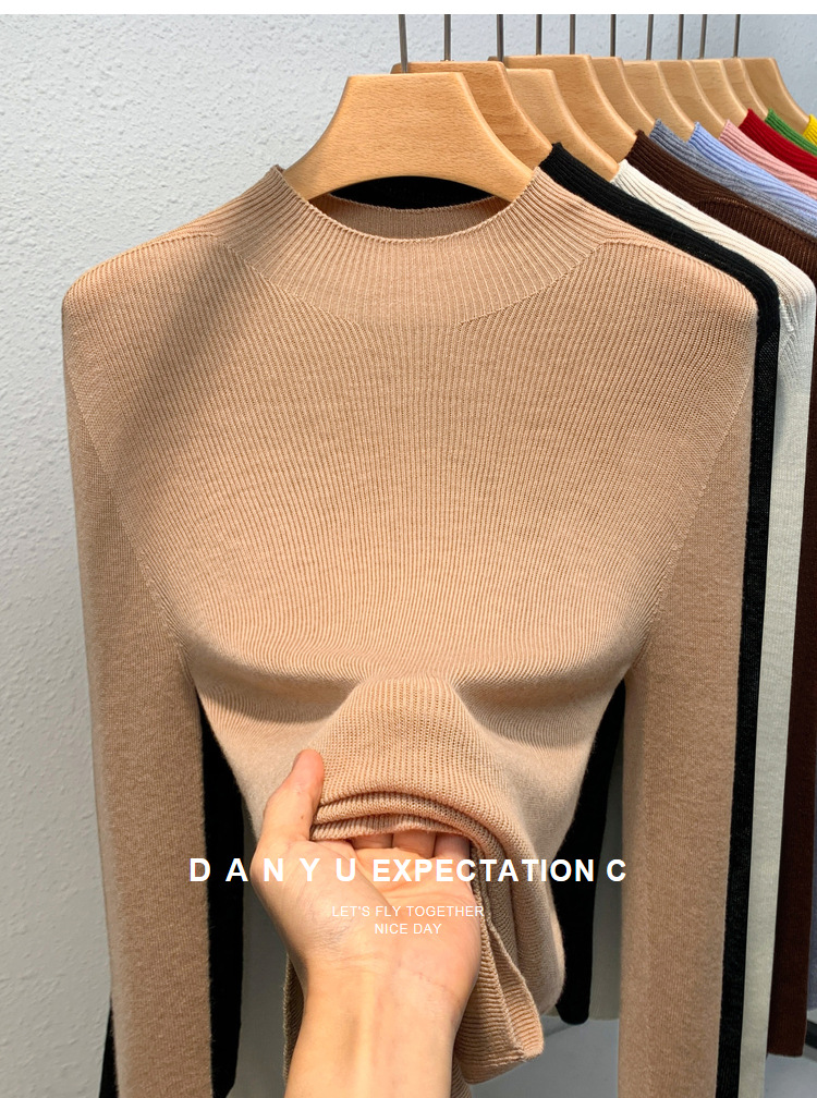 Cashmere knitting Undershirt female 2023 The new Women's wear Half high collar Condom sweater keep warm Inner lap Close your waist tops