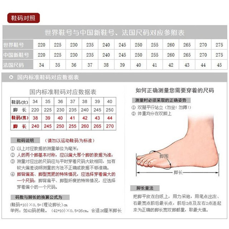 成人尺码表